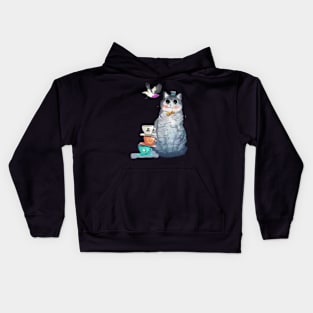 Cat with Bubbly Eyes Kids Hoodie